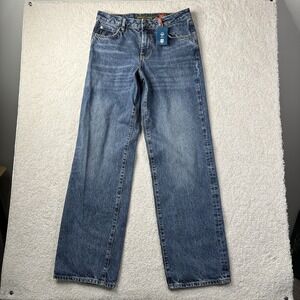 SUPERDRY Mid Rise Wide Leg Jeans Fulton Vintage Blue Women's Size 28 NWT